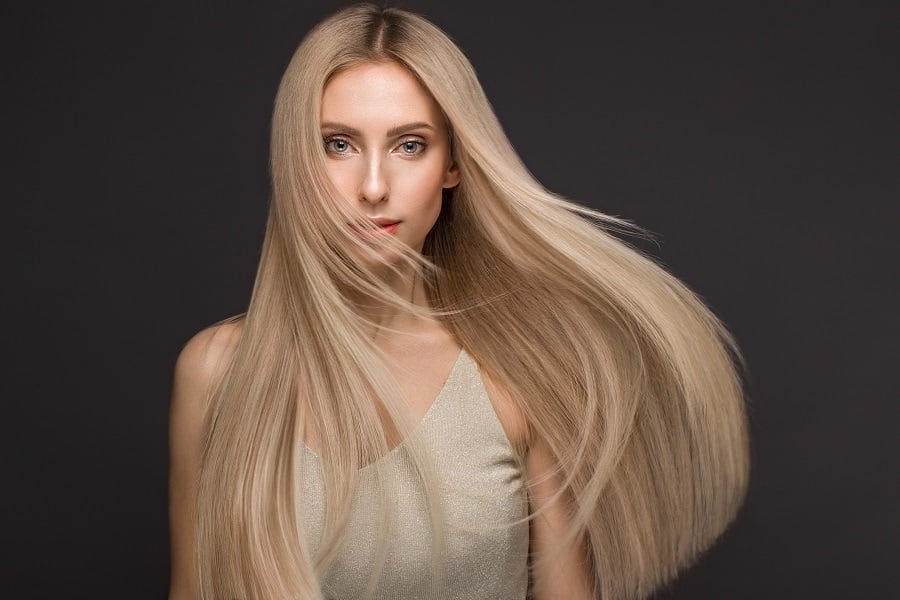 long champagne blonde hair