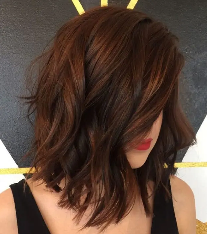 Choppy Brown Wavy Lob for Women