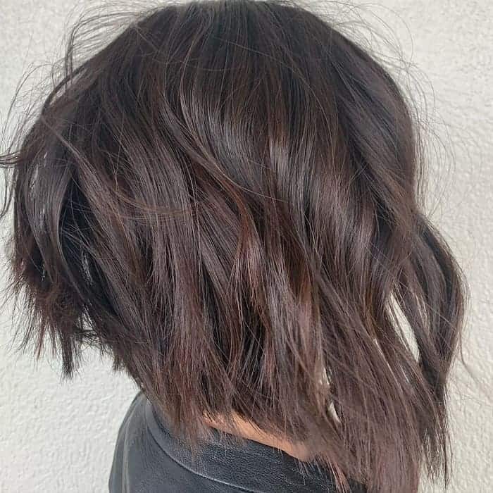 Long Choppy Brunette Bob