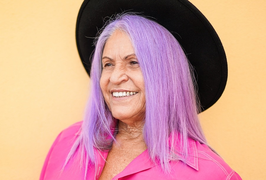 long colored hairstyle for women over 60