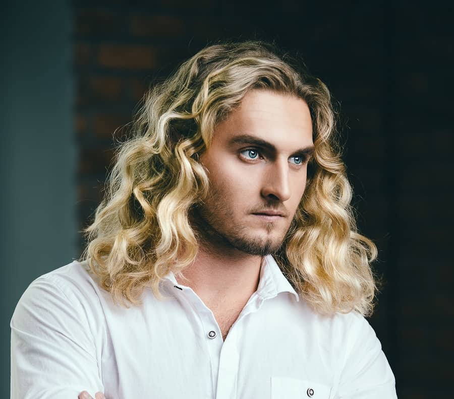 long curly blonde hair for men