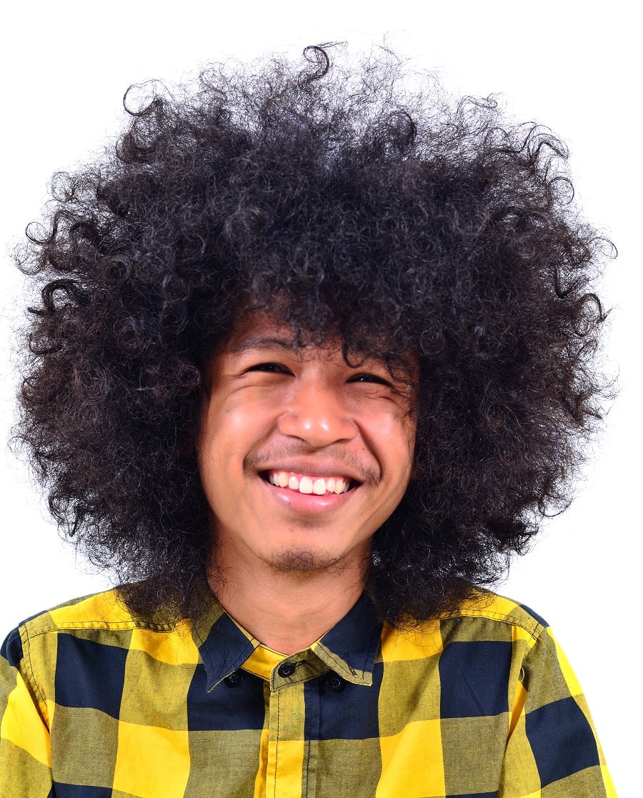 long curly hair for asian men