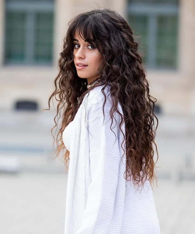 Cute Curly Hair With Straight Bangs And Layers with Curly Hair