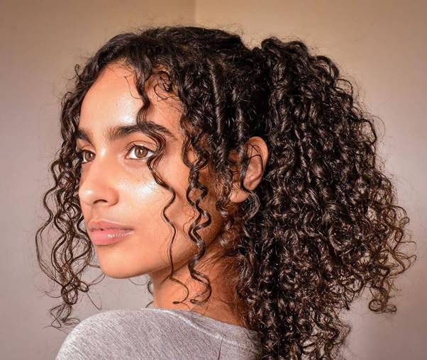 long ponytail with loose curls