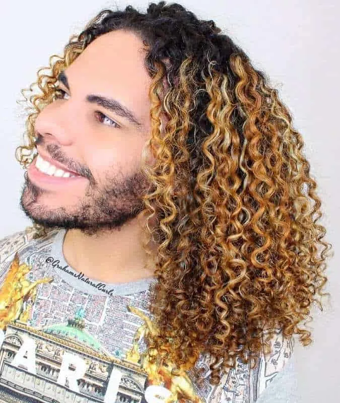 multi colored long curly hairstyle 