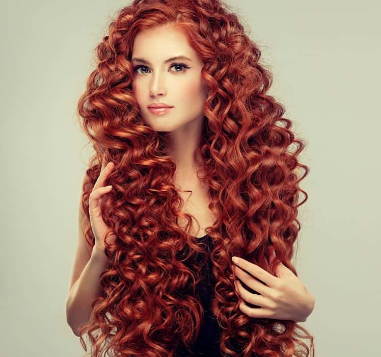 long curly red hair