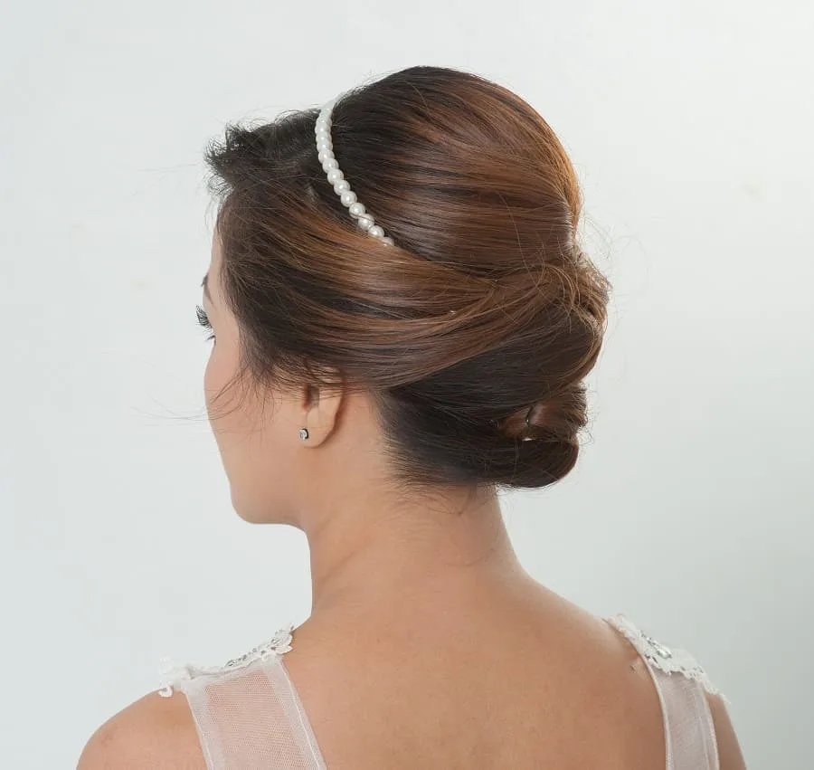 long formal hairstyle with headband