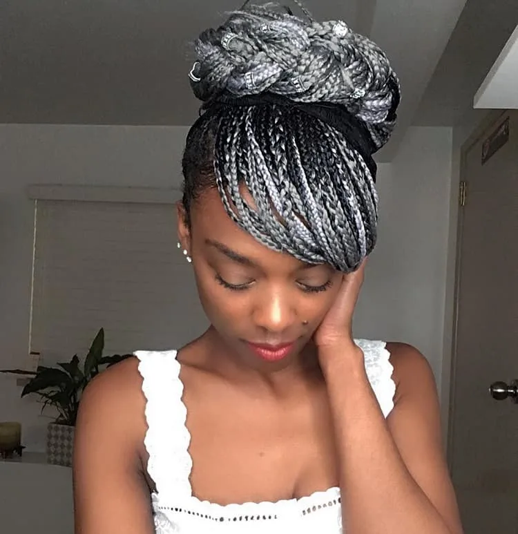 long formal hairstyle with box braids