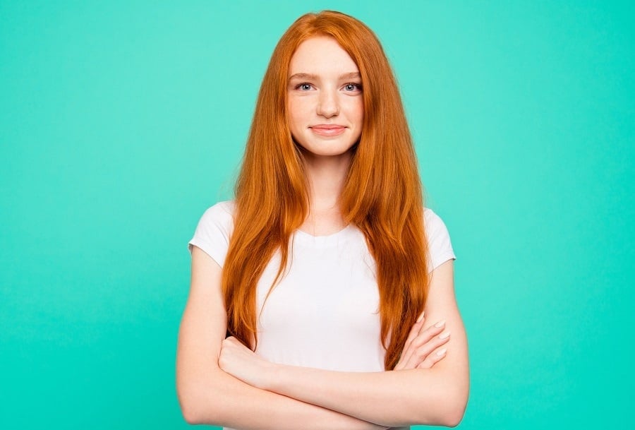 long ginger red hairstyle