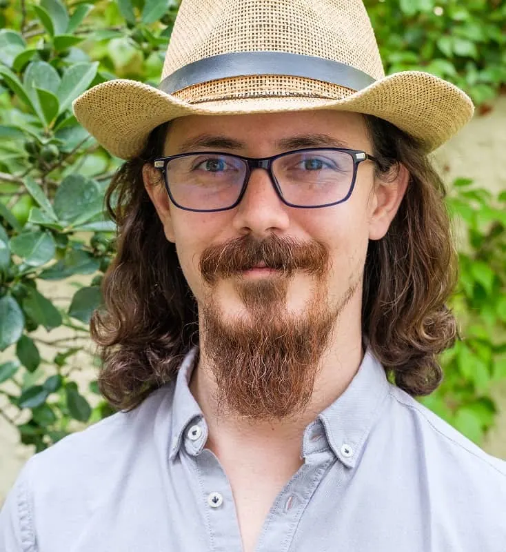 long goatee beard with mustache