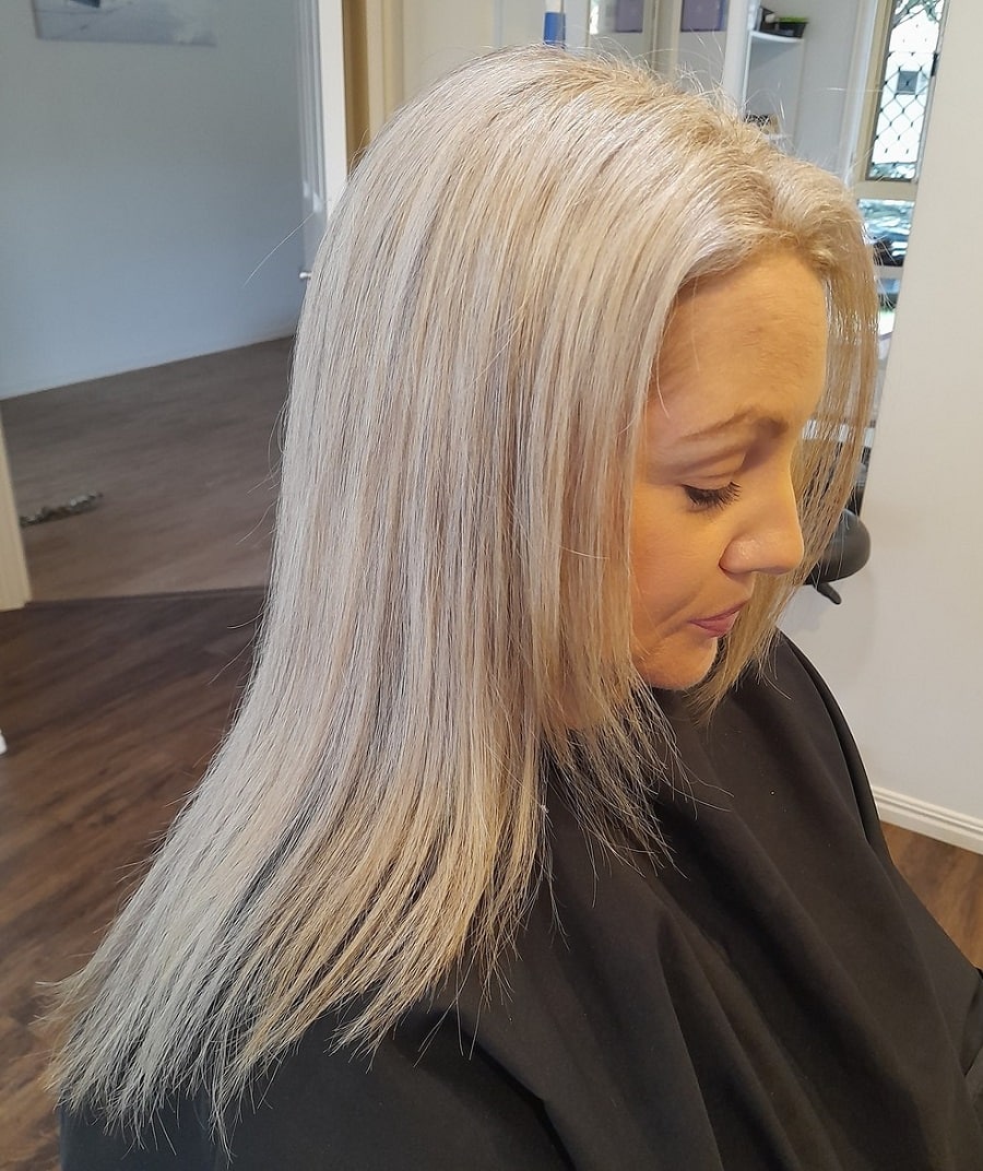 long grey blonde hair for older women