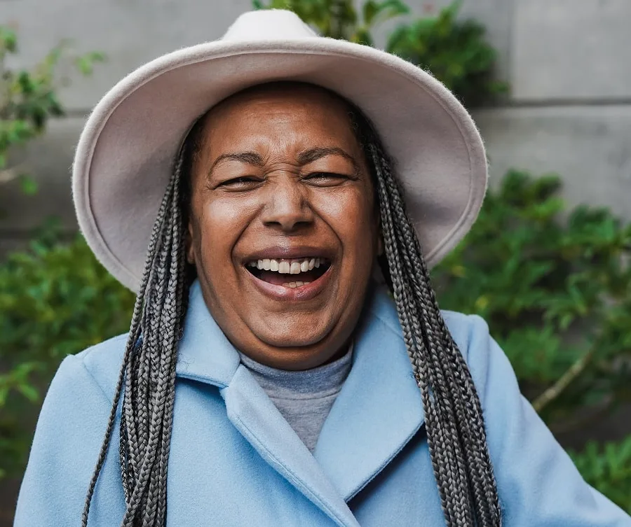 long grey braids for black women over 60