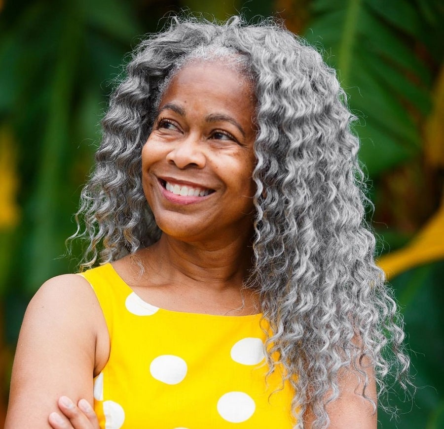 long grey hairstyle for black women over 50