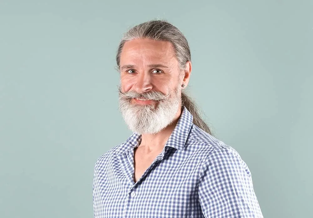 long grey hairstyle for men over 50