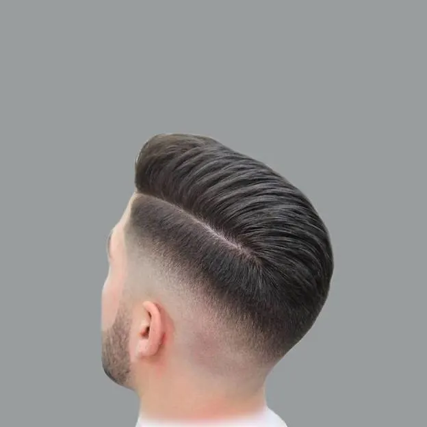 side part pompadour with fade