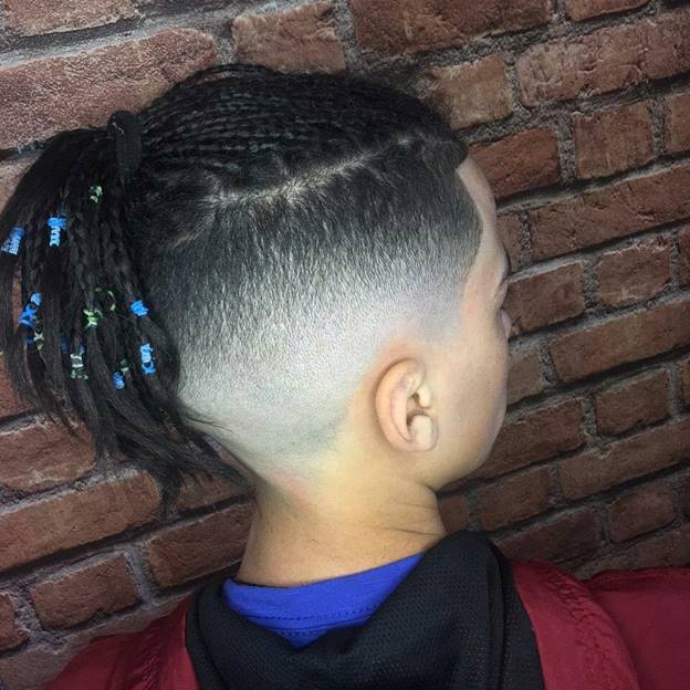 braided faux hawk with fade