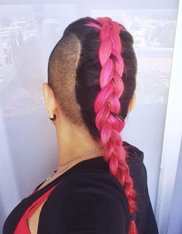 Funky Long Mohawk with Shaved Sides & Braid