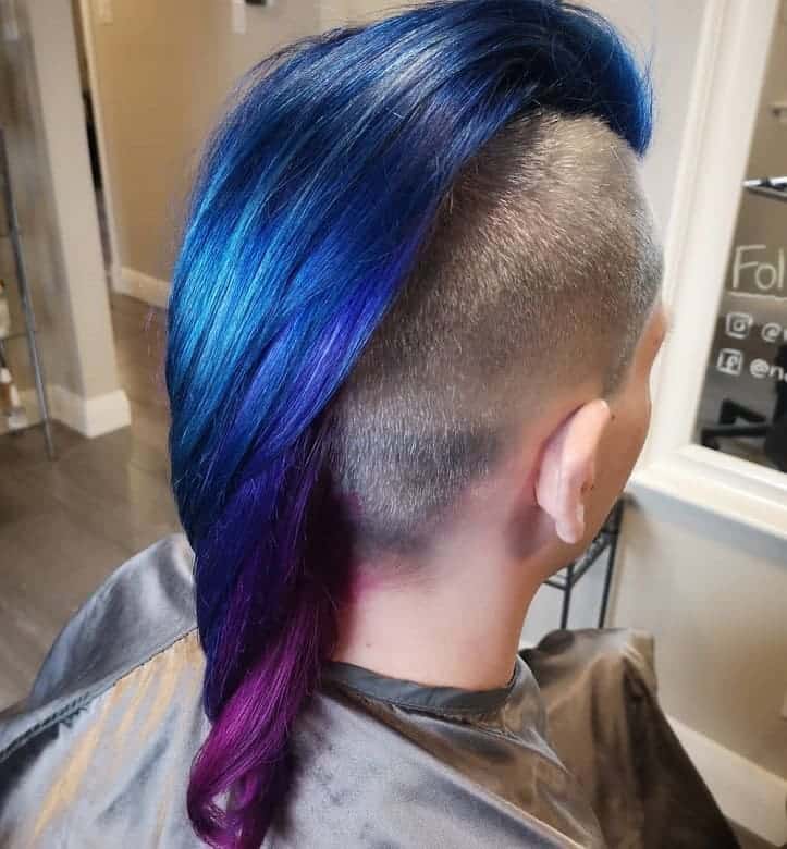 Girl with Two Toned Long Hair Mohawk