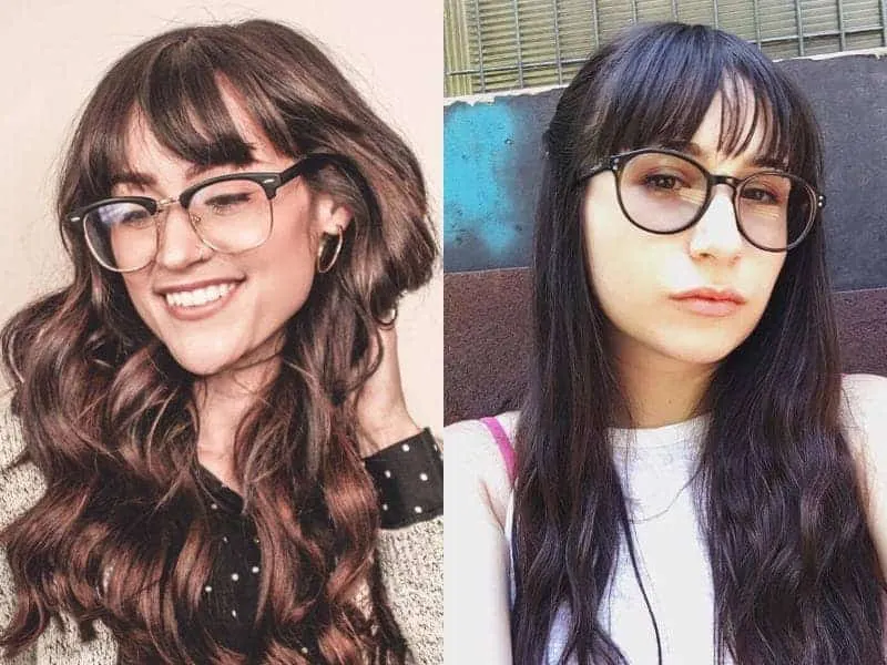 Long Hair with Bangs And Glasses