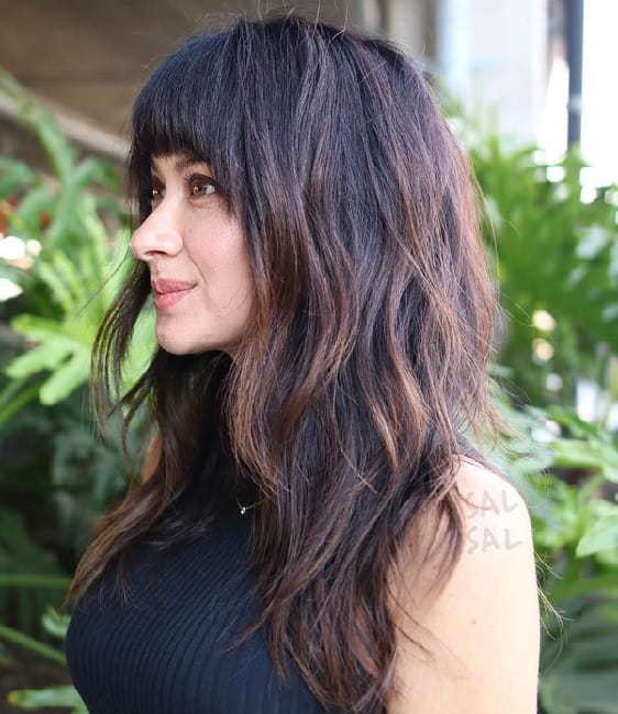 Long Layers and Arched Bangs 