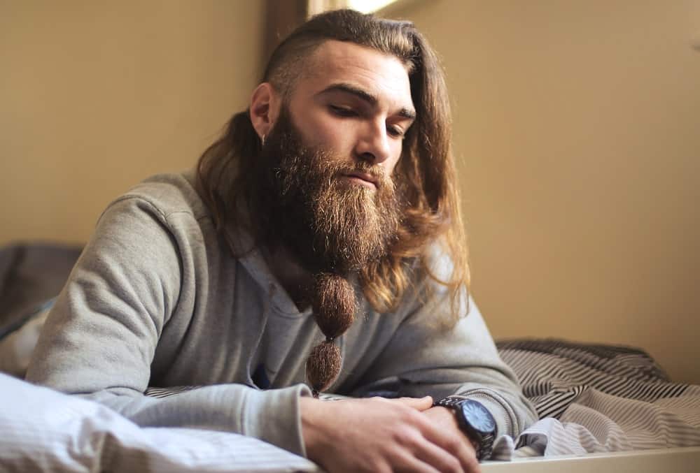 long hair with beard and undercut