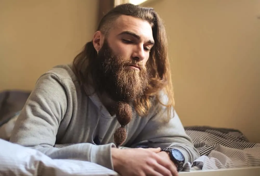 long hair with beard and undercut