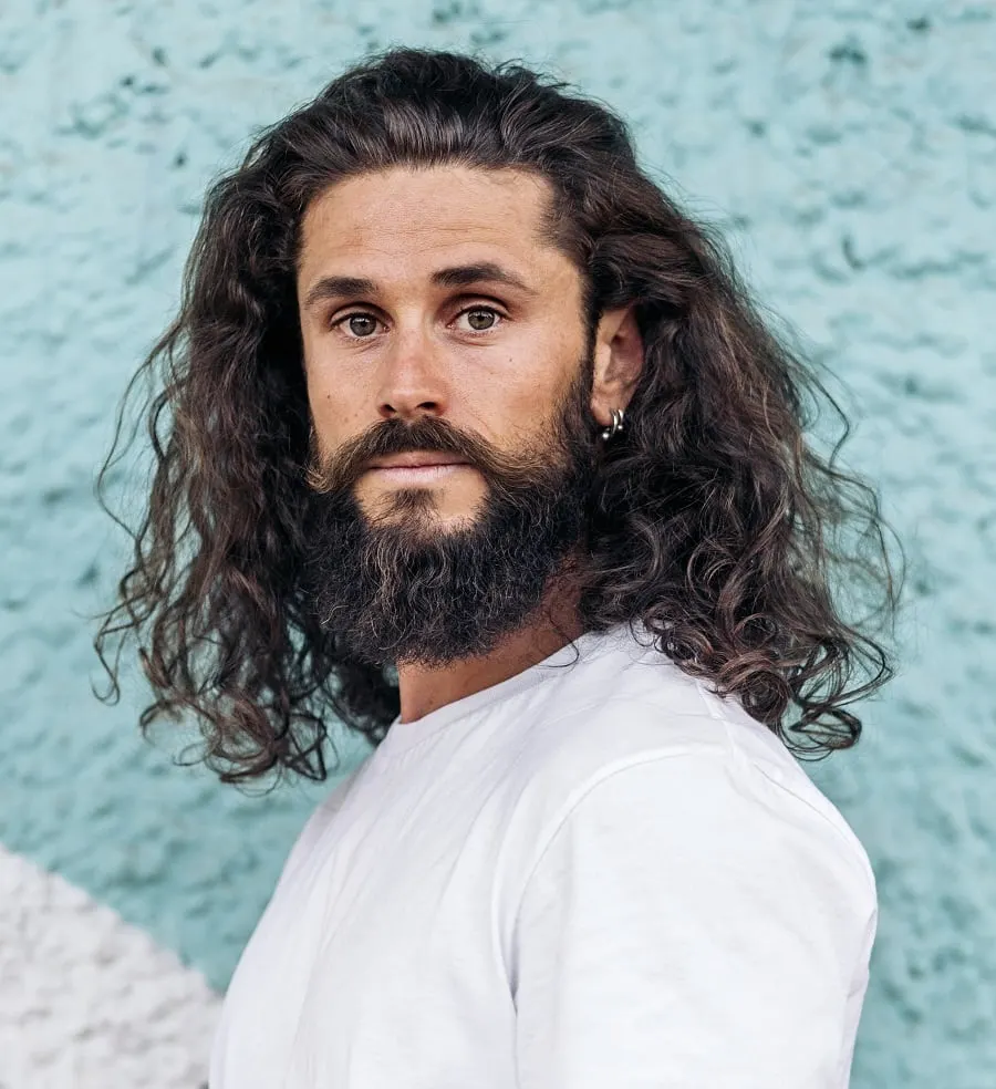 long hair with garibaldi beard