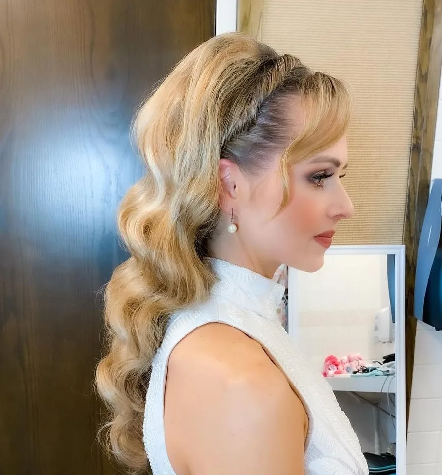 long hair with hollywood waves for wedding