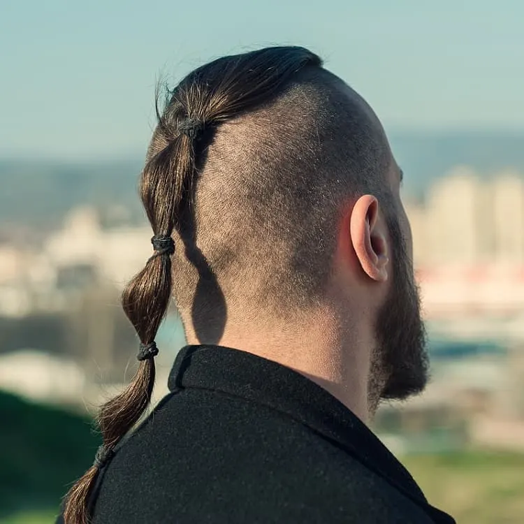 long ponytail with shaved sides for men