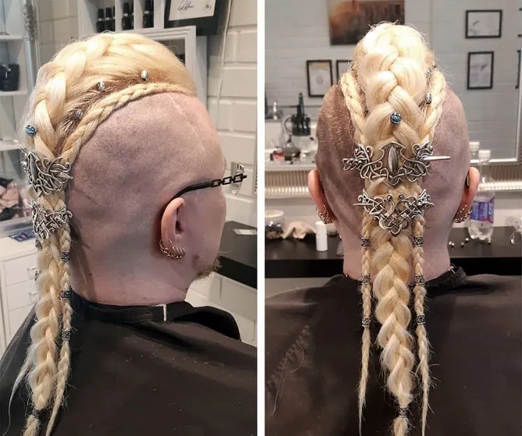 long braids with shaved sides for men