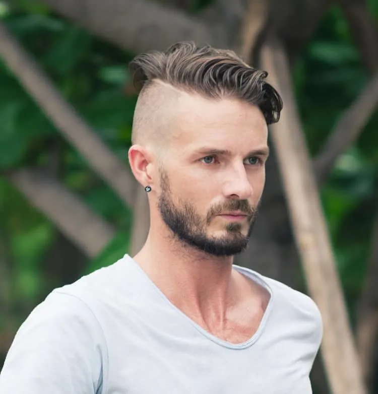 long hair with shaved sides for men