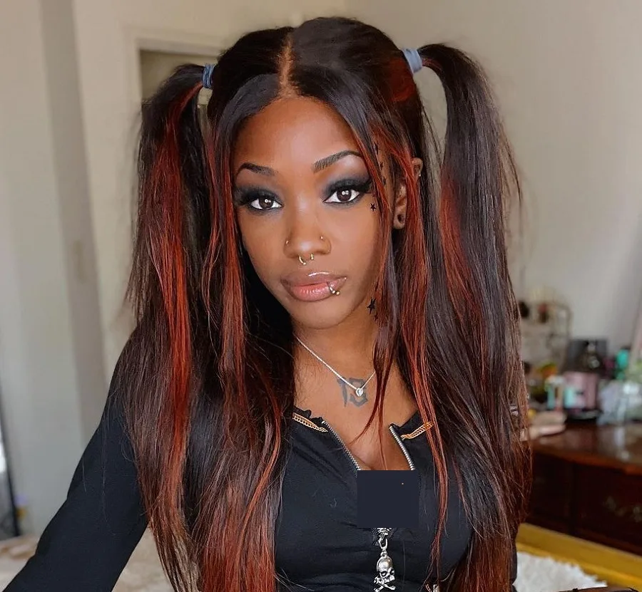 long hairstyle for black emo girls