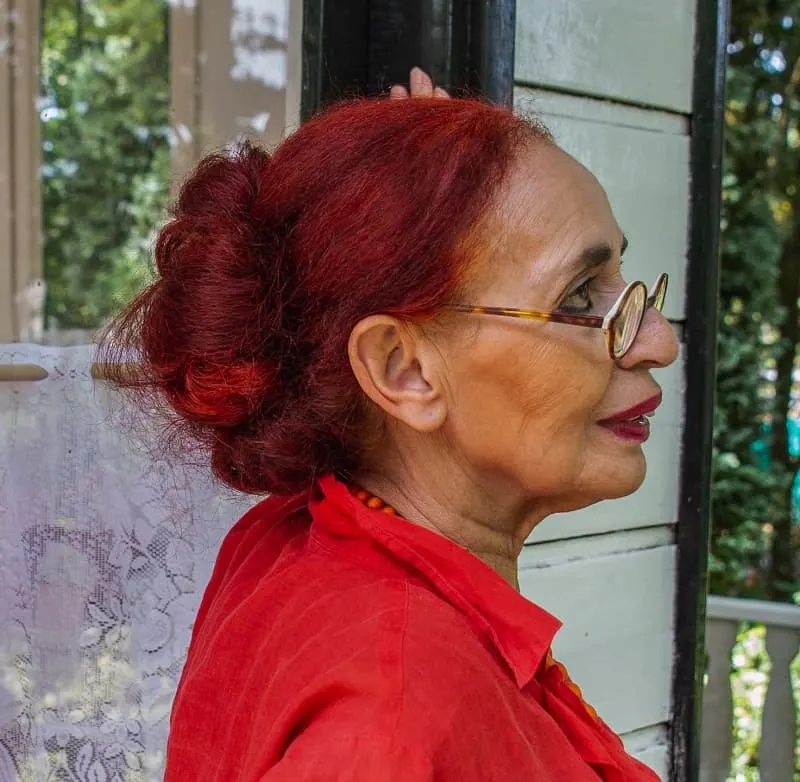 long red hairdo for older ladies