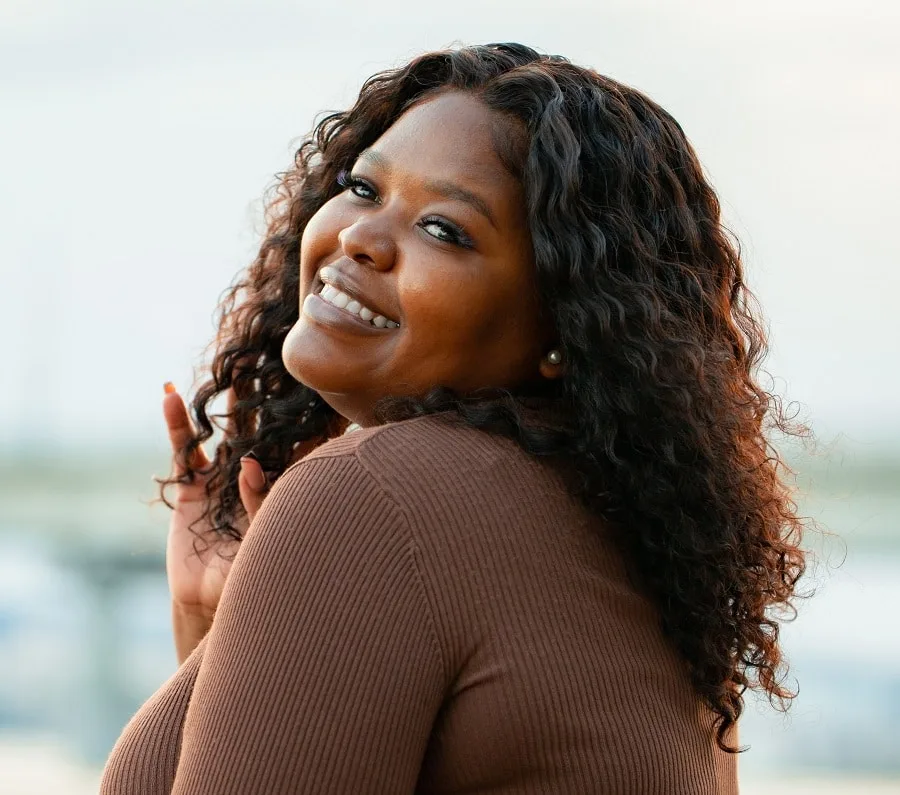 long hairstyle for overweight black women