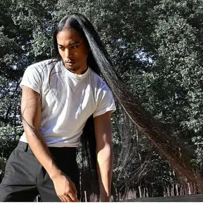 long straight hairstyles for black men