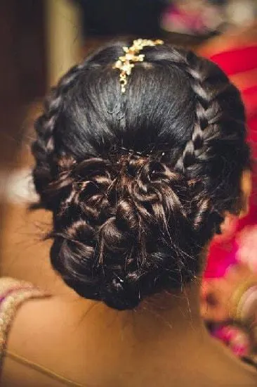 braided crown with long hair for indian women