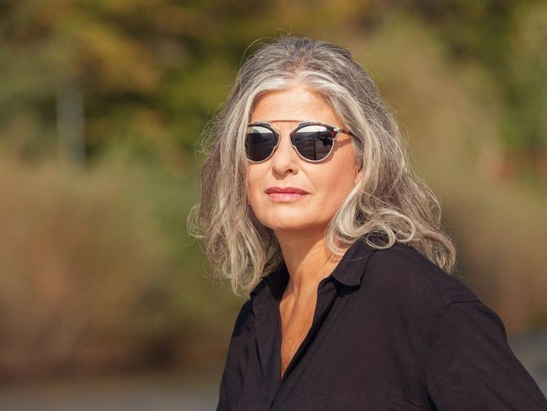 long grey hair for women over 50