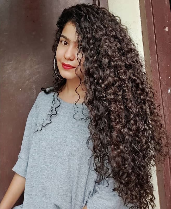 Long Curly Indian Hairstyle