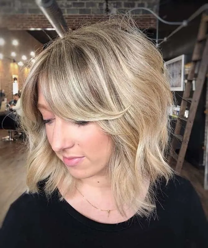 Inverted Lob with Bangs and Layers