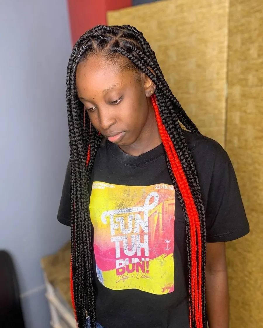 long knotless braids with color