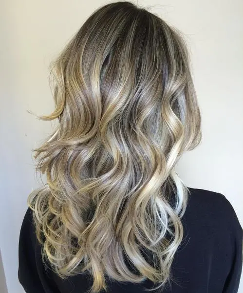 Ashy Blonde Layered Hair with Golden Highlights