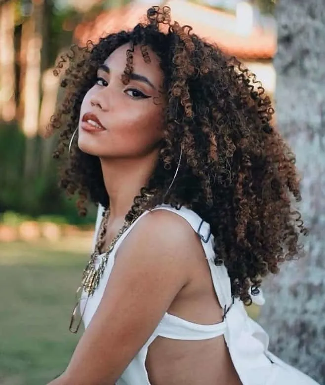 long layered curly hair for black women
