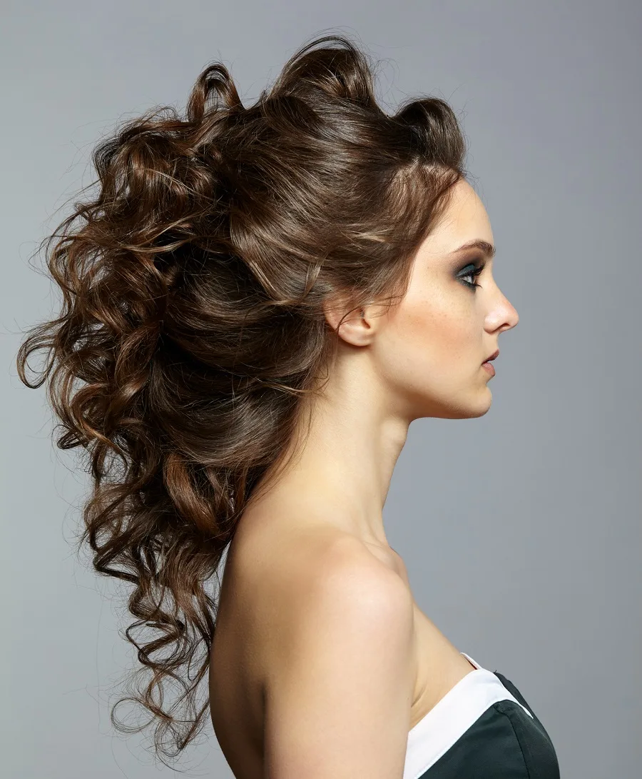 long layered curly hair for prom