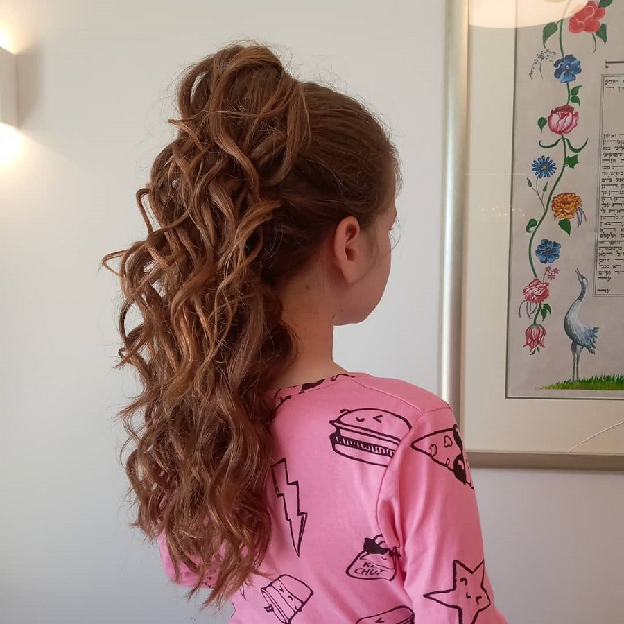 long layered curly ponytail