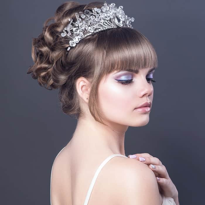 long layered hair with bangs for wedding