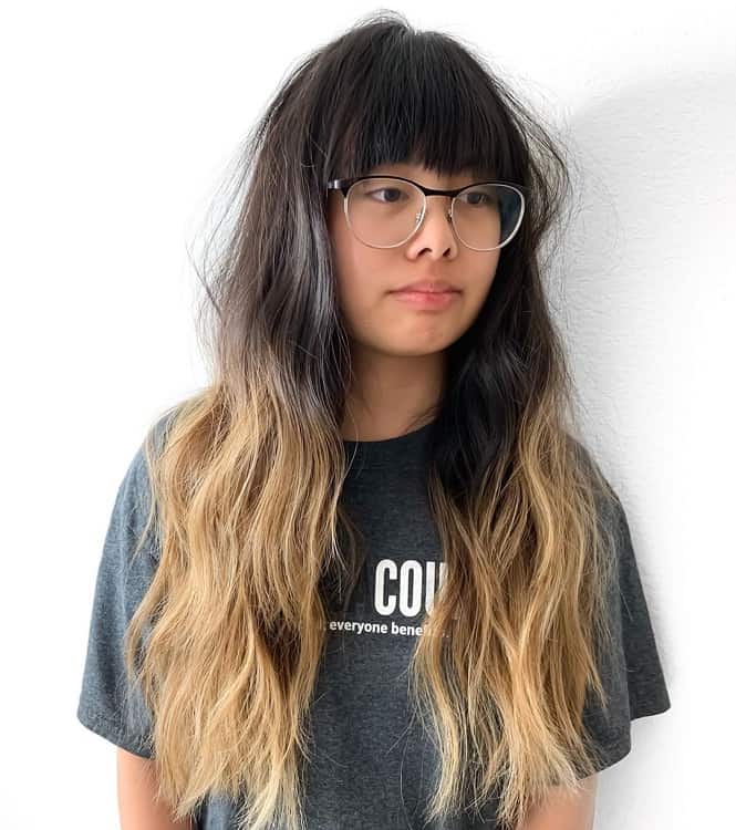 long layered ombre with bangs 