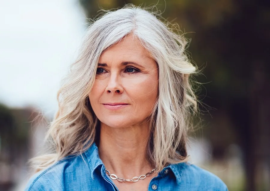 long layered hairstyle for women over 60