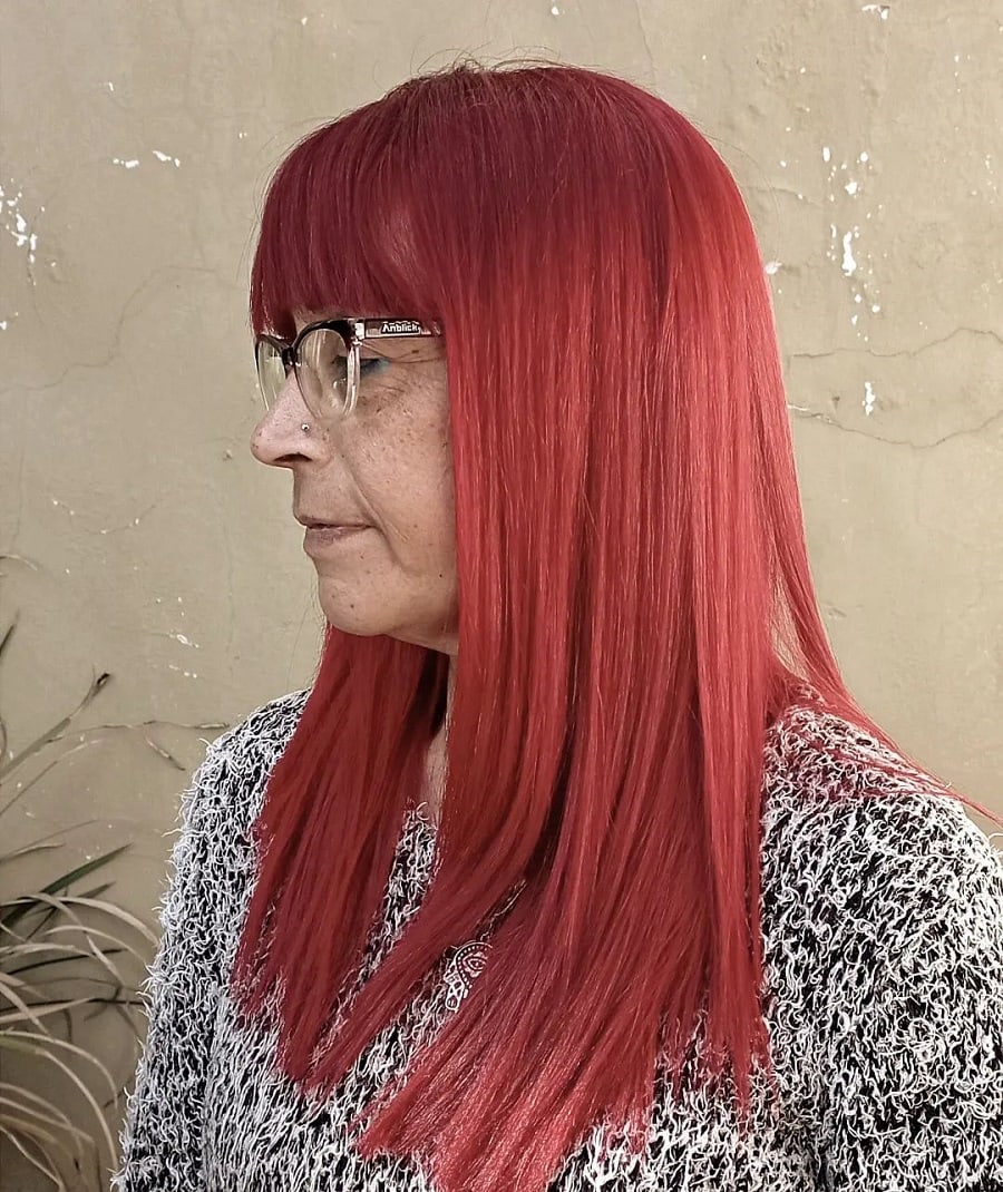 long layers with bangs for older women