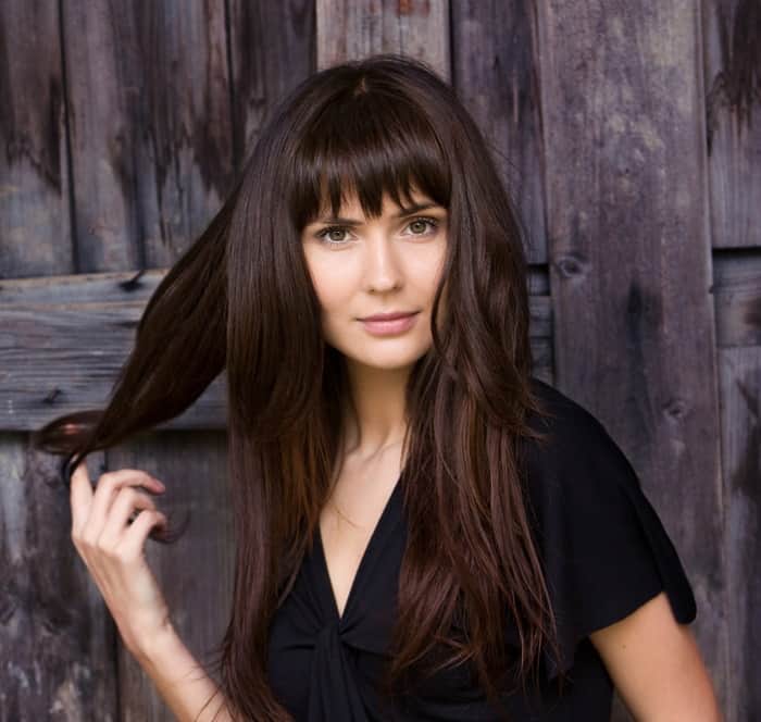 long layers with bangs for round face