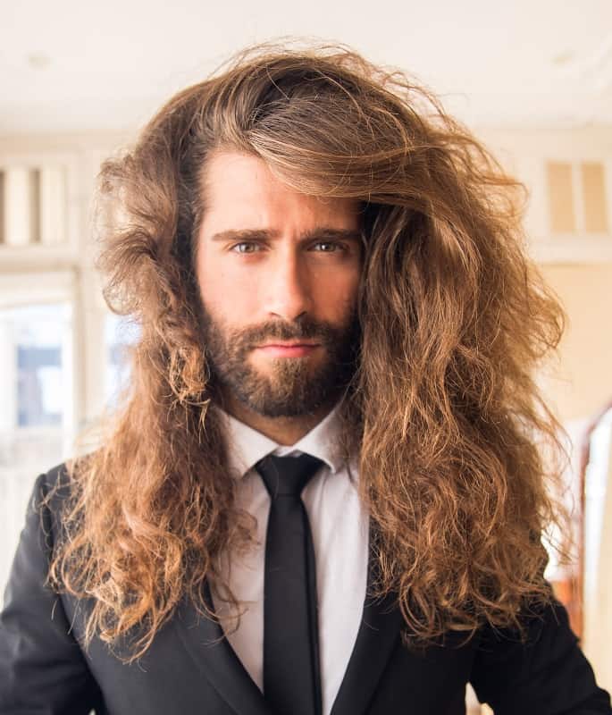 long messy hairstyle for men